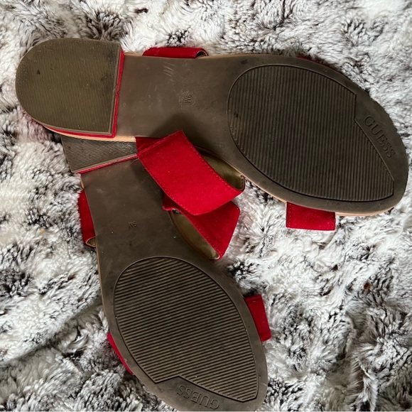 Guess Red Double Strap Sandals - Picture 2 of 3